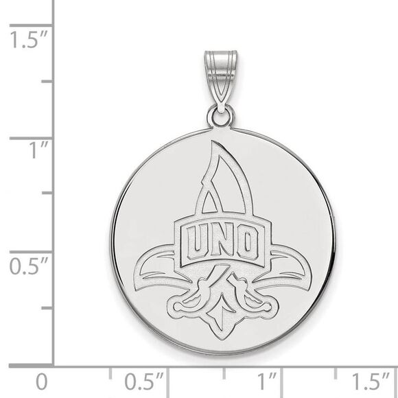 Sterling Silver U. of New Orleans XL Logo Disc Pendant - Picture 2 of 3